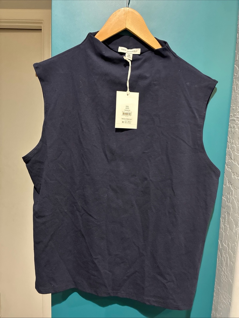 Sleeveless Mock Neck Tank Top in Navy by Free Assembly XXXL NWT